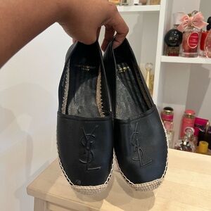 Saint Laurent Black Leather Espadrilles